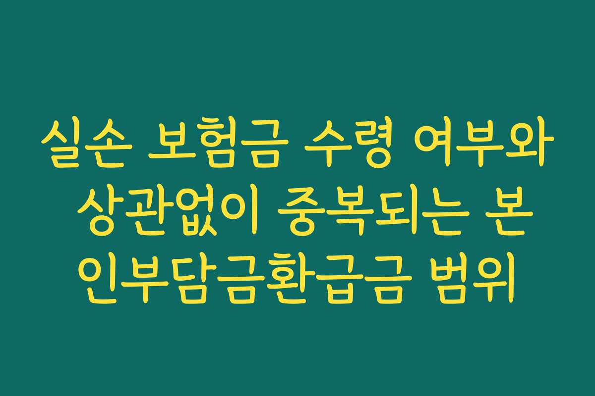실손 보험금 수령 여부와 상관없이 중복되는 본인부담금환급금 범위