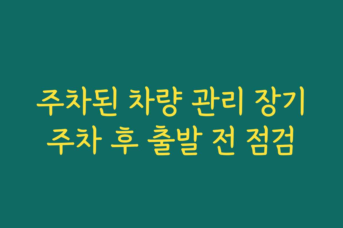 주차된 차량 관리 장기주차 후 출발 전 점검
