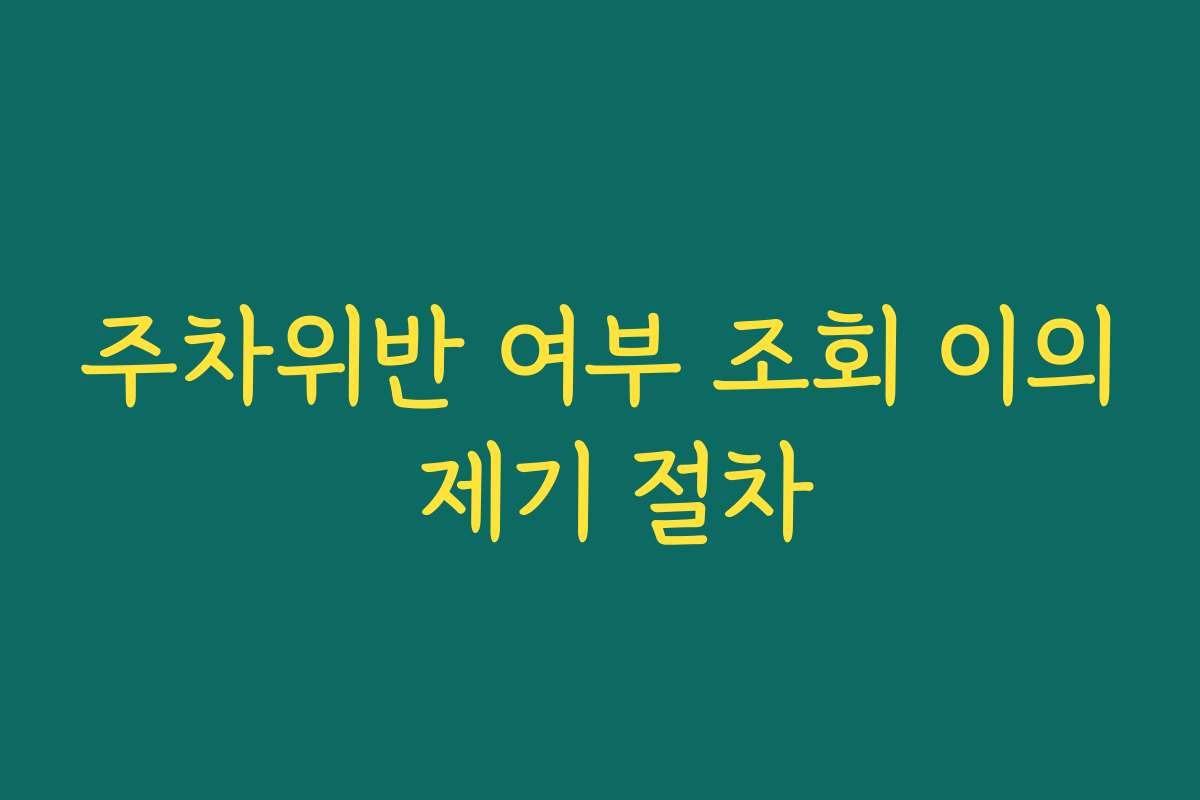 주차위반 여부 조회 이의 제기 절차