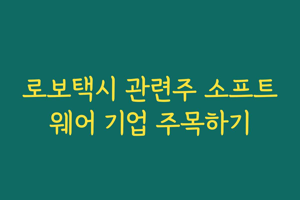 로보택시 관련주 소프트웨어 기업 주목하기
