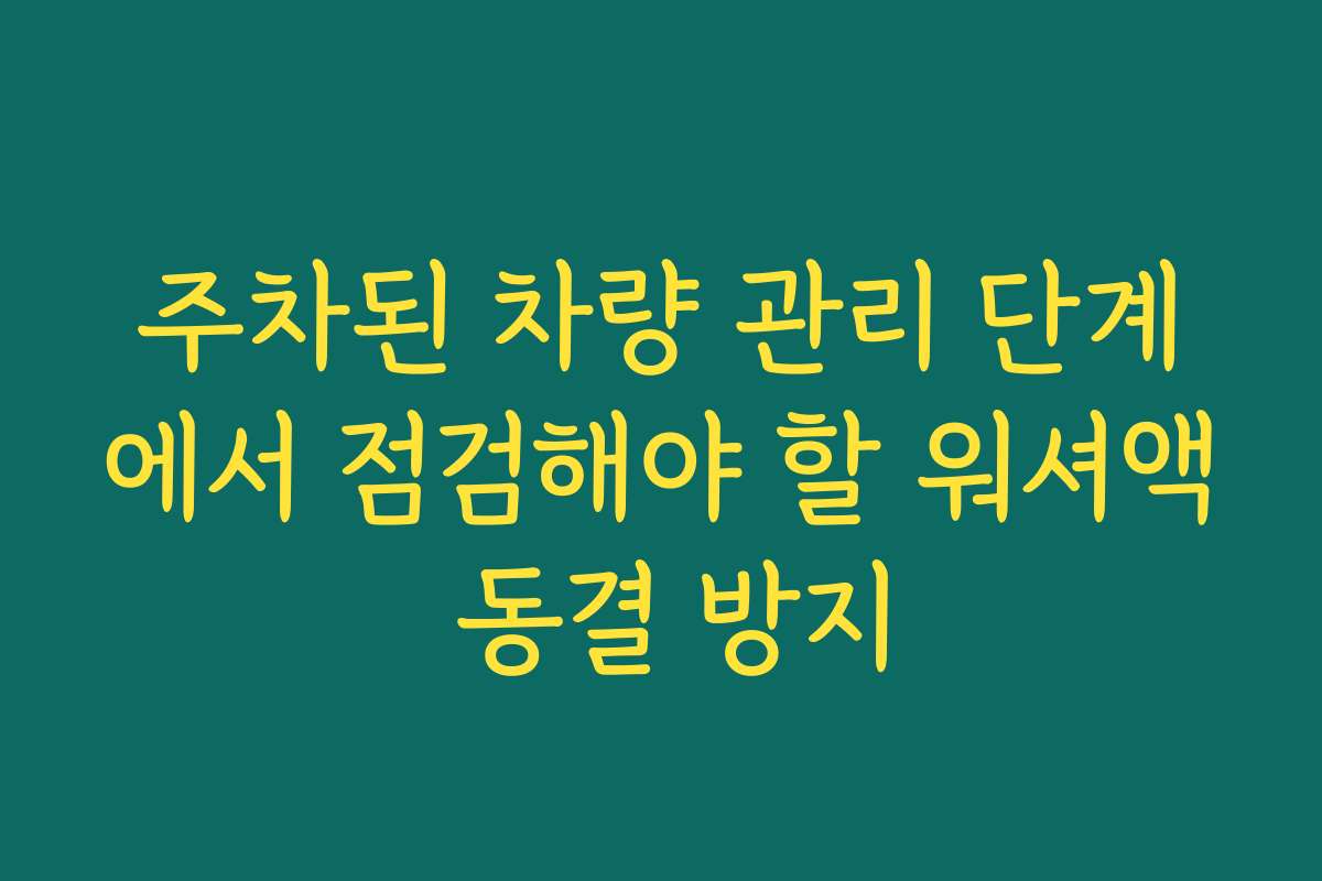 주차된 차량 관리 단계에서 점검해야 할 워셔액 동결 방지
