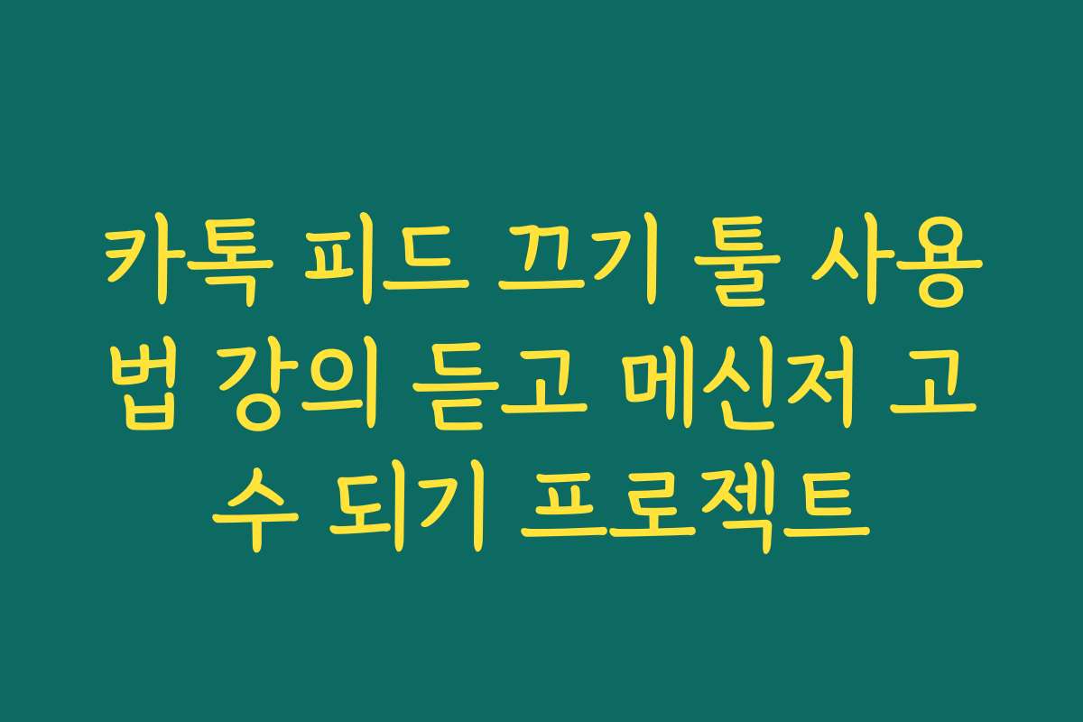 카톡 피드 끄기 툴 사용법 강의 듣고 메신저 고수 되기 프로젝트