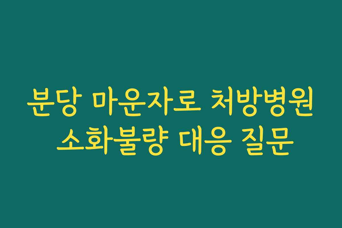 분당 마운자로 처방병원 소화불량 대응 질문