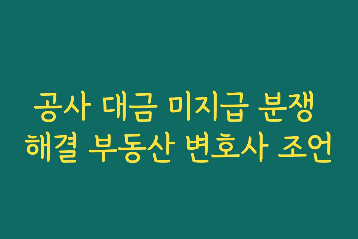 공사 대금 미지급 분쟁 해결 부동산 변호사 조언