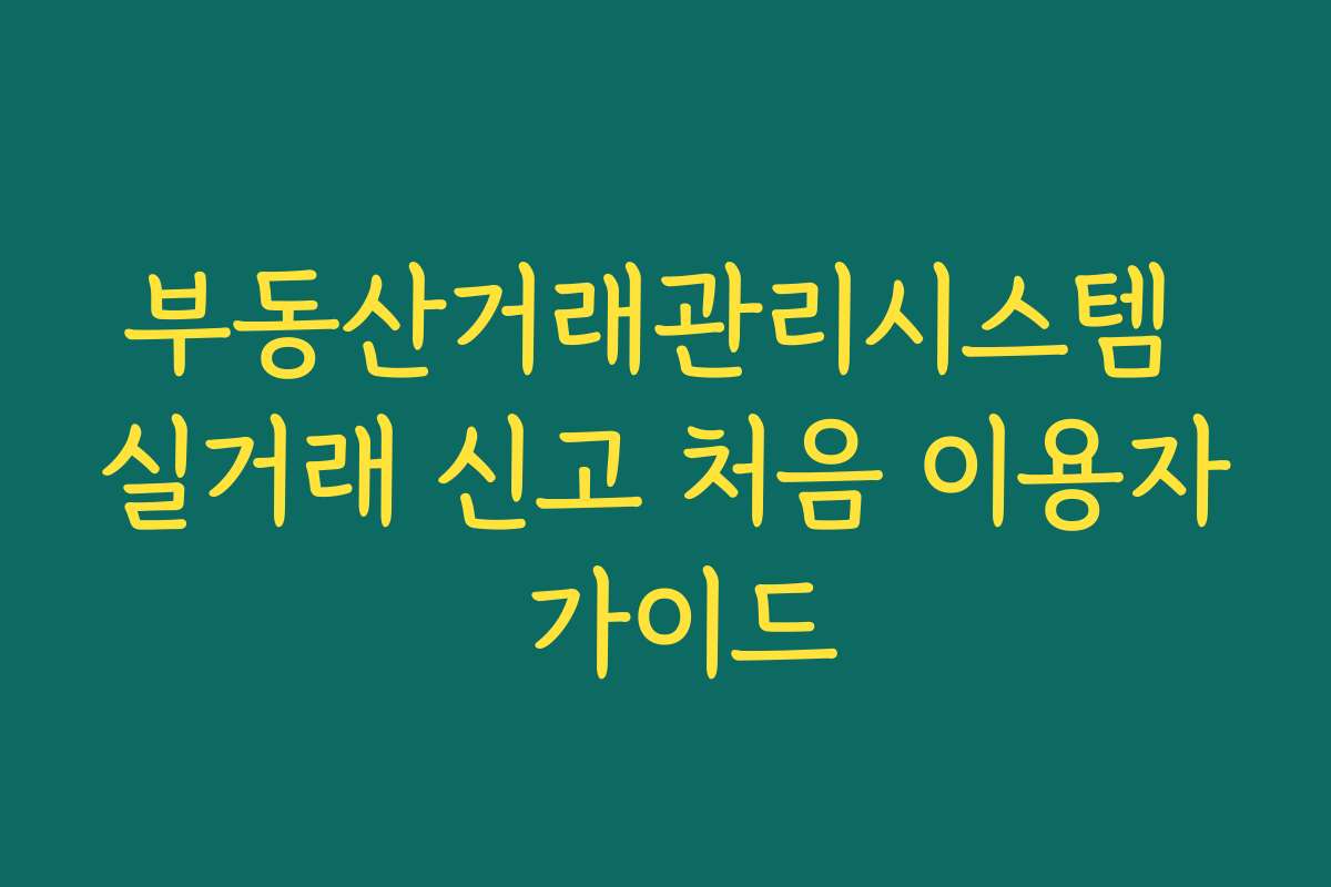 부동산거래관리시스템 실거래 신고 처음 이용자 가이드