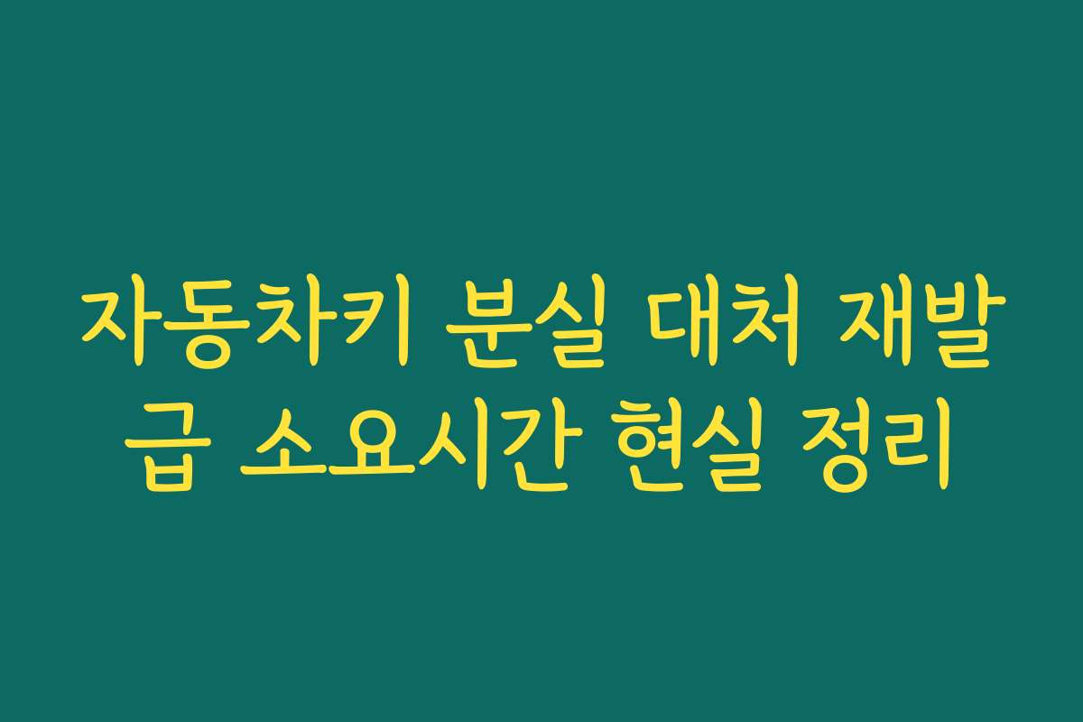 자동차키 분실 대처 재발급 소요시간 현실 정리