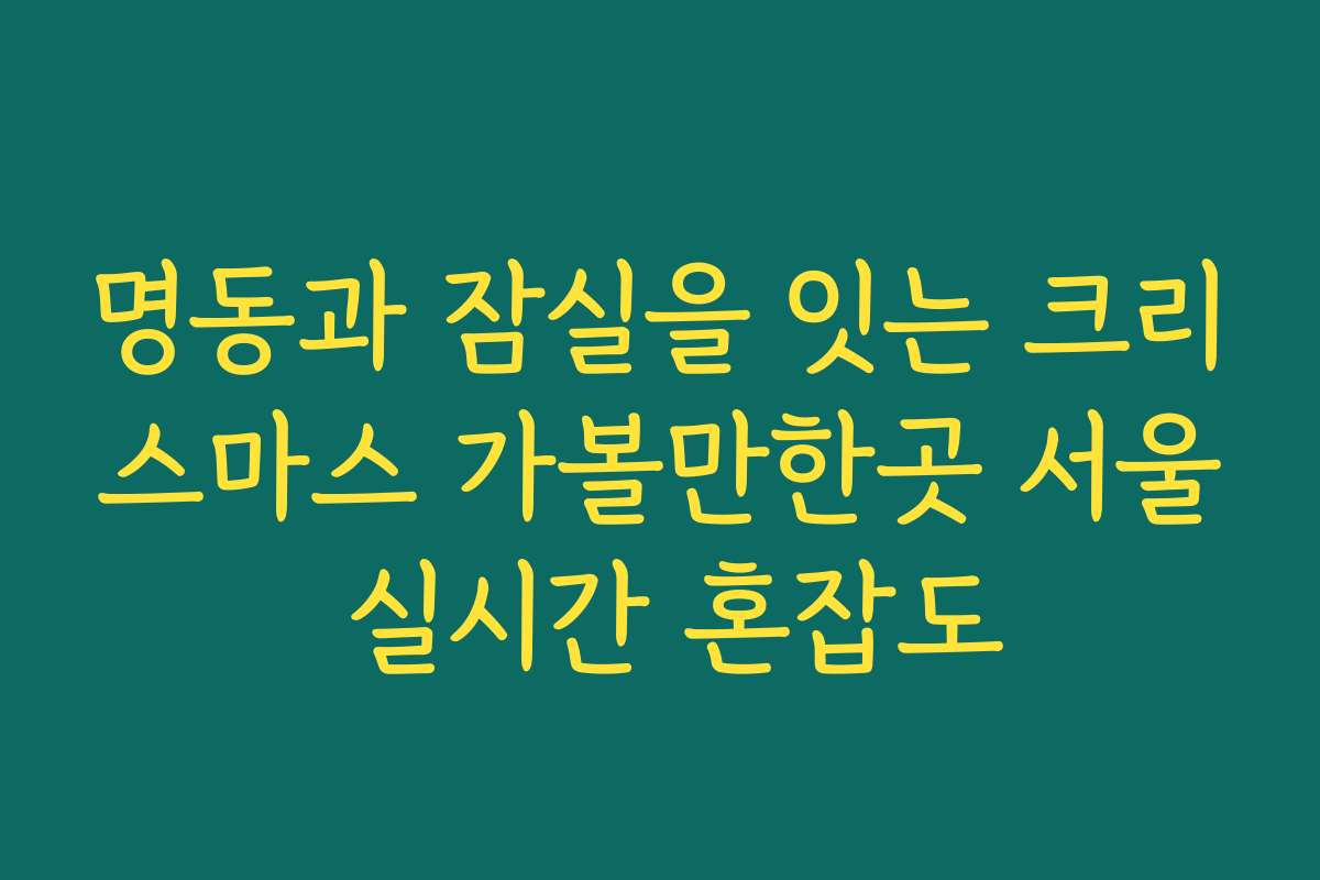 명동과 잠실을 잇는 크리스마스 가볼만한곳 서울 실시간 혼잡도