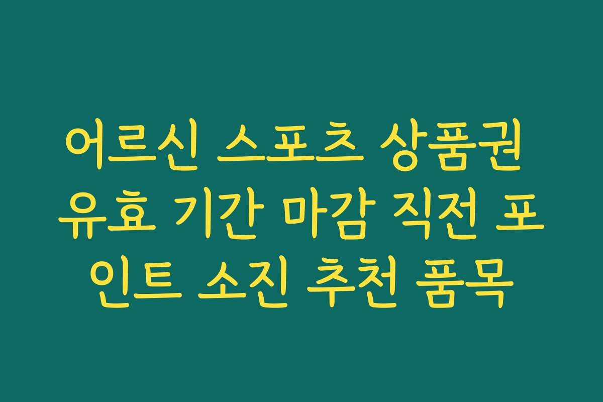 어르신 스포츠 상품권 유효 기간 마감 직전 포인트 소진 추천 품목
