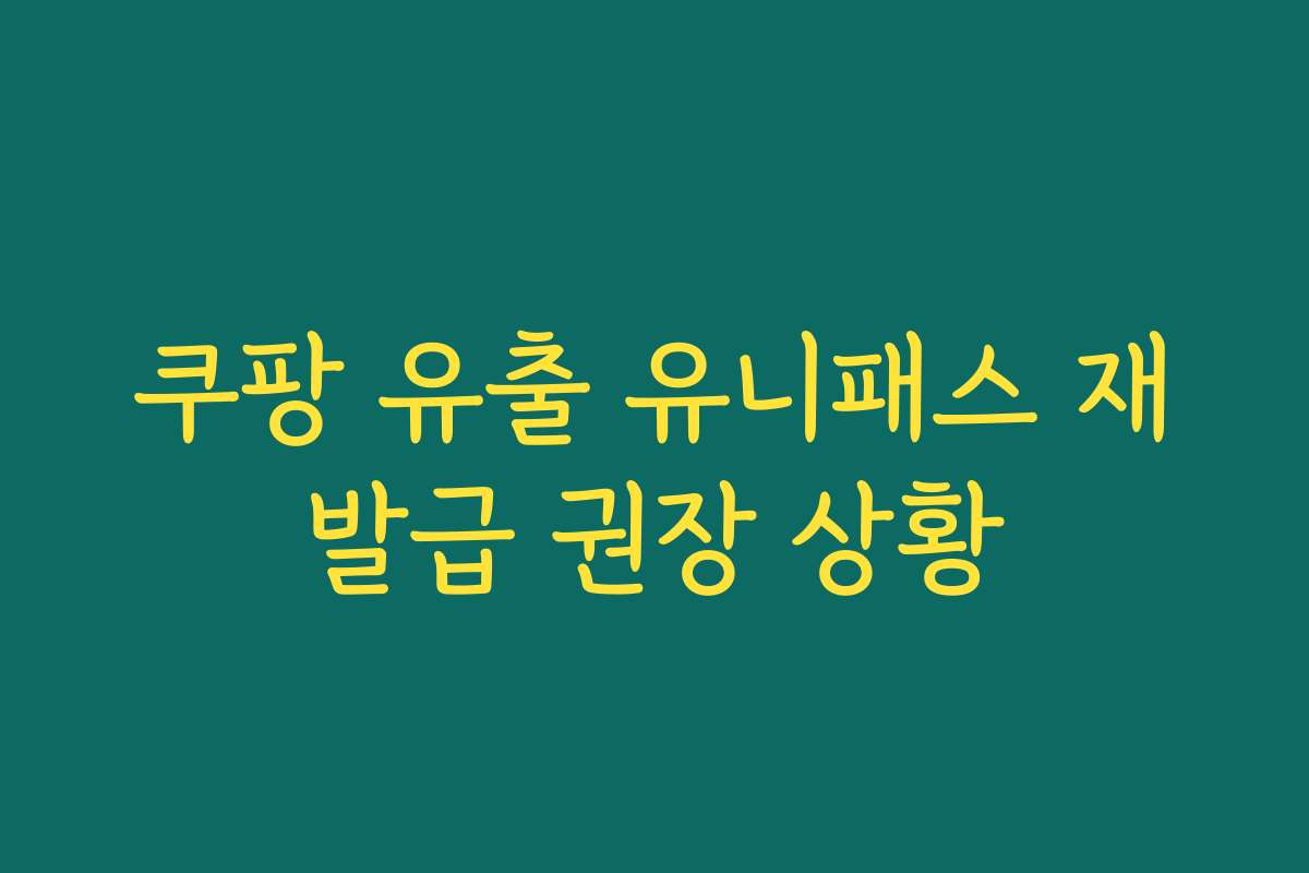 쿠팡 유출 유니패스 재발급 권장 상황
