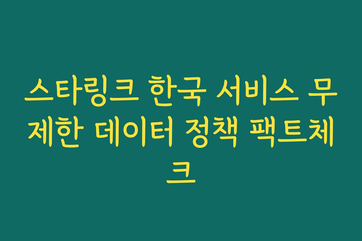 스타링크 한국 서비스 무제한 데이터 정책 팩트체크