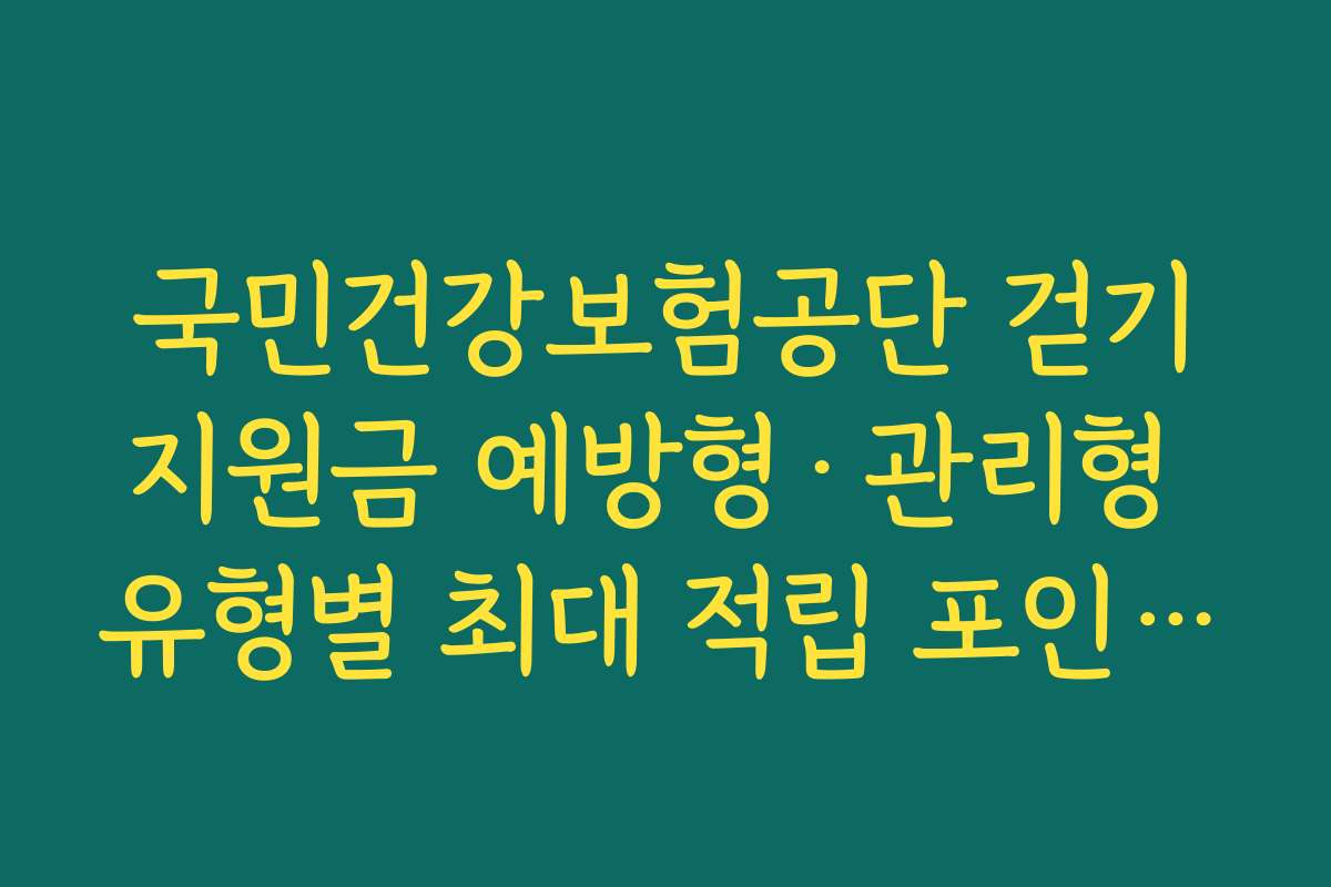 국민건강보험공단 걷기지원금 예방형·관리형 유형별 최대 적립 포인트 정리