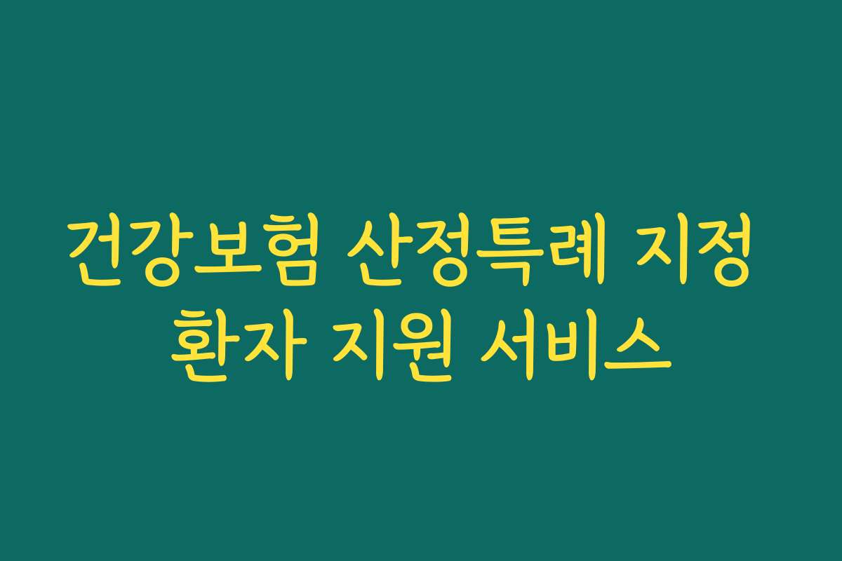 건강보험 산정특례 지정 환자 지원 서비스