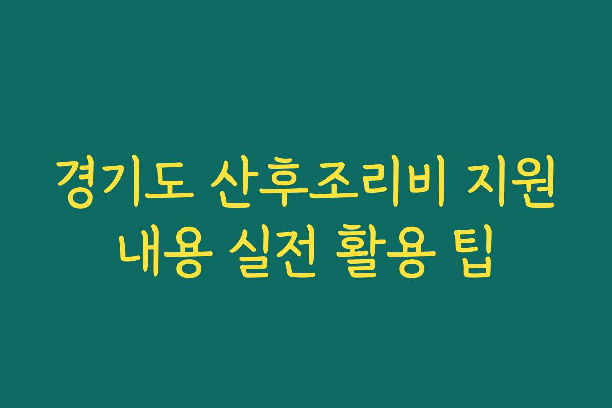 경기도 산후조리비 지원내용 실전 활용 팁