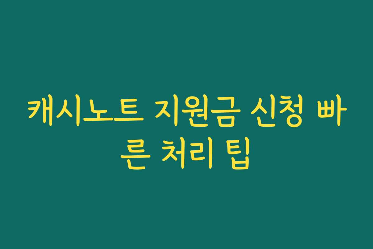 캐시노트 지원금 신청 빠른 처리 팁