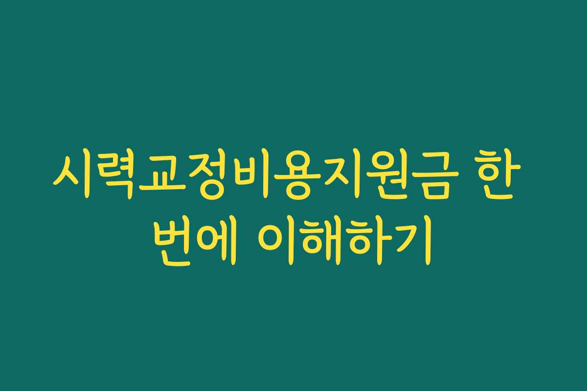 시력교정비용지원금 한 번에 이해하기