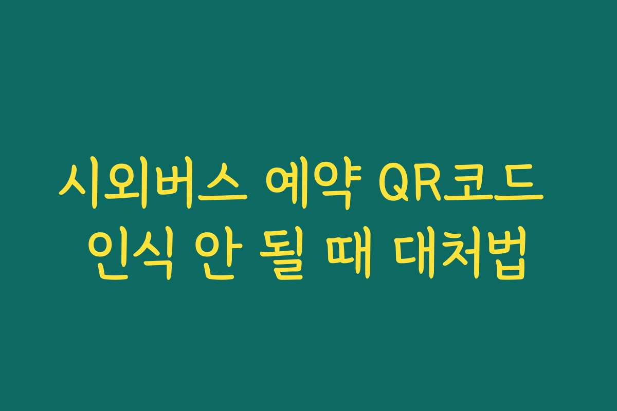 시외버스 예약 QR코드 인식 안 될 때 대처법