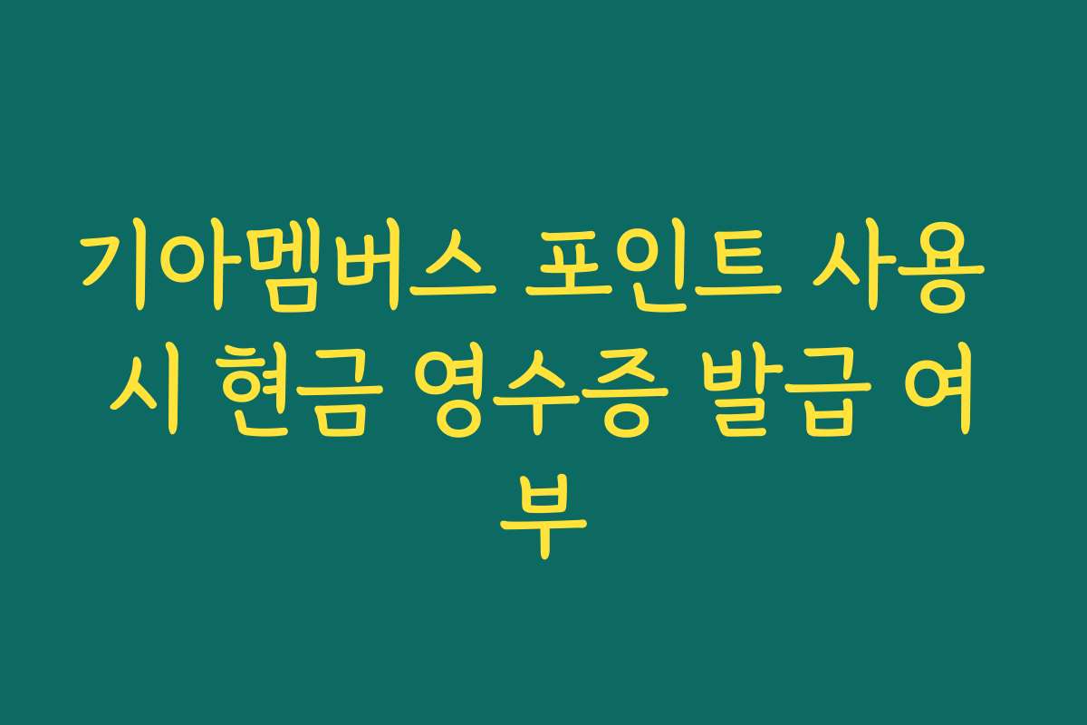 기아멤버스 포인트 사용 시 현금 영수증 발급 여부
