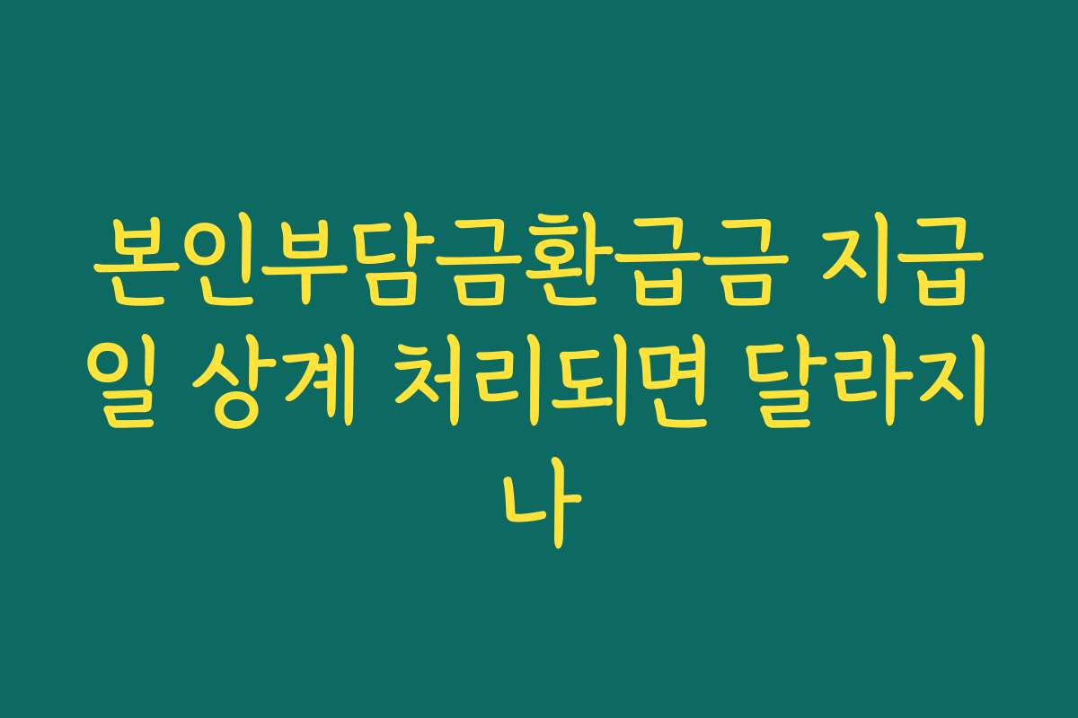 본인부담금환급금 지급일 상계 처리되면 달라지나