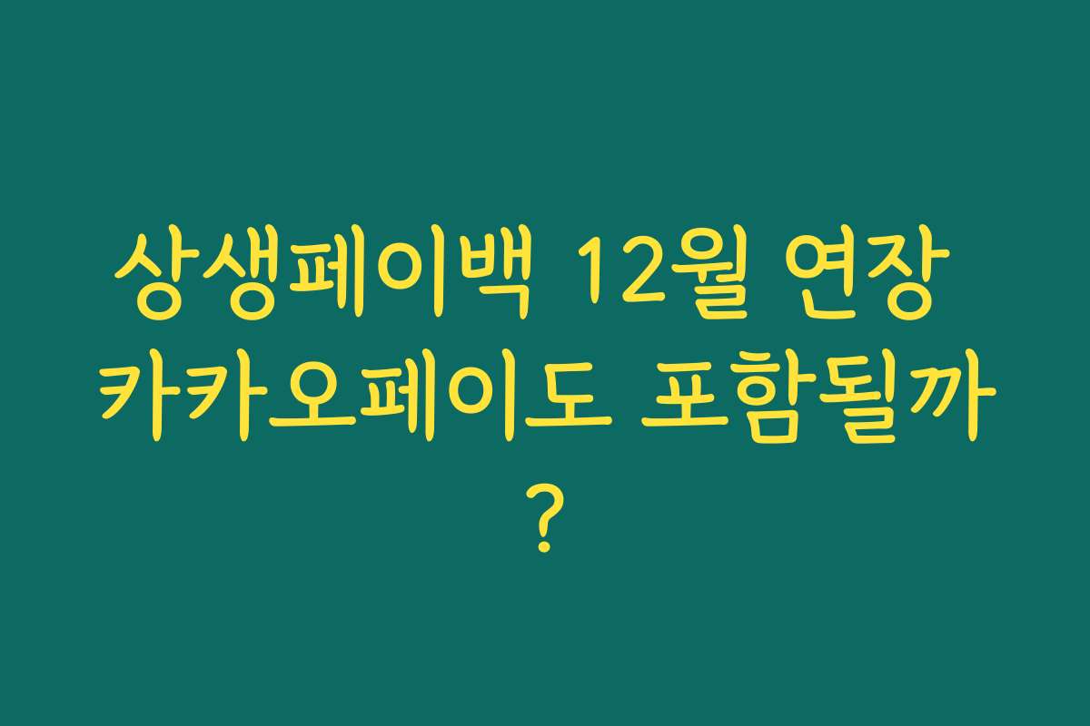 상생페이백 12월 연장 카카오페이도 포함될까?