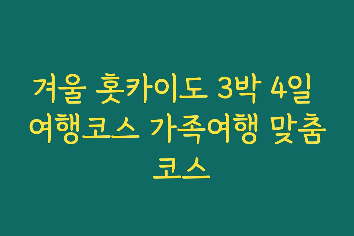 겨울 홋카이도 3박 4일 여행코스 가족여행 맞춤 코스