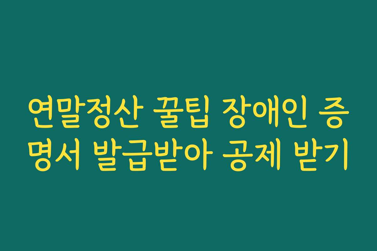 연말정산 꿀팁 장애인 증명서 발급받아 공제 받기