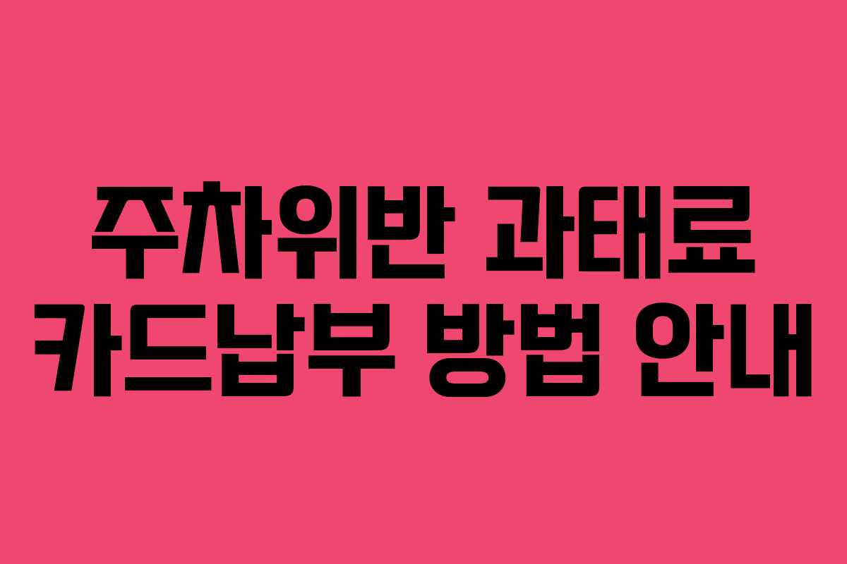 주차위반 과태료 카드납부 방법 안내