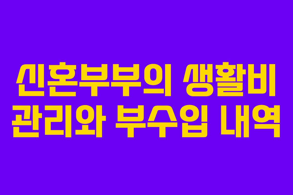 신혼부부의 생활비 관리와 부수입 내역
