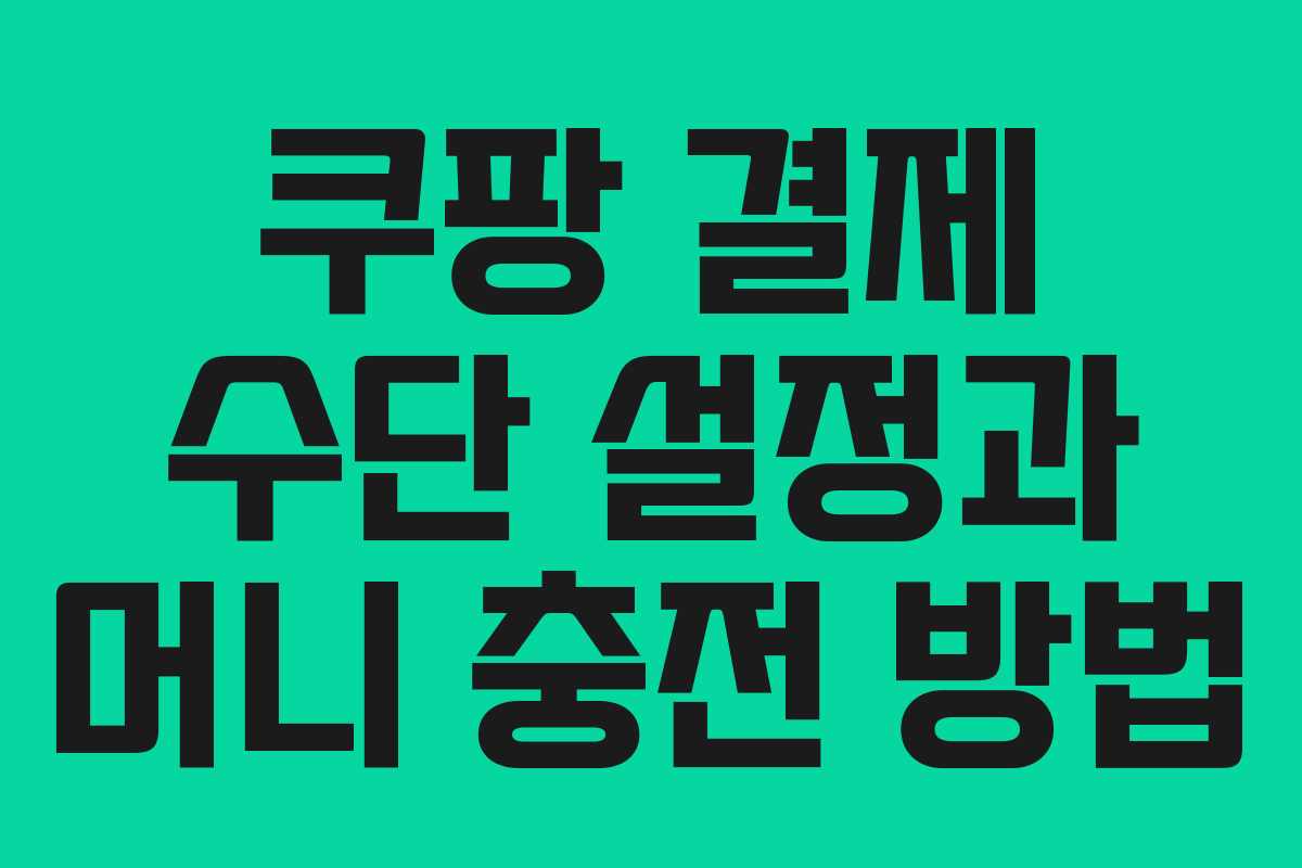 쿠팡 결제 수단 설정과 머니 충전 방법