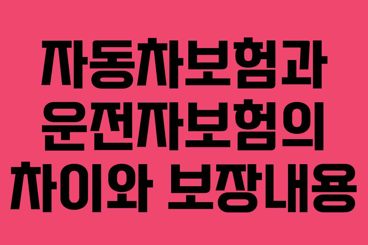 자동차보험과 운전자보험의 차이와 보장내용