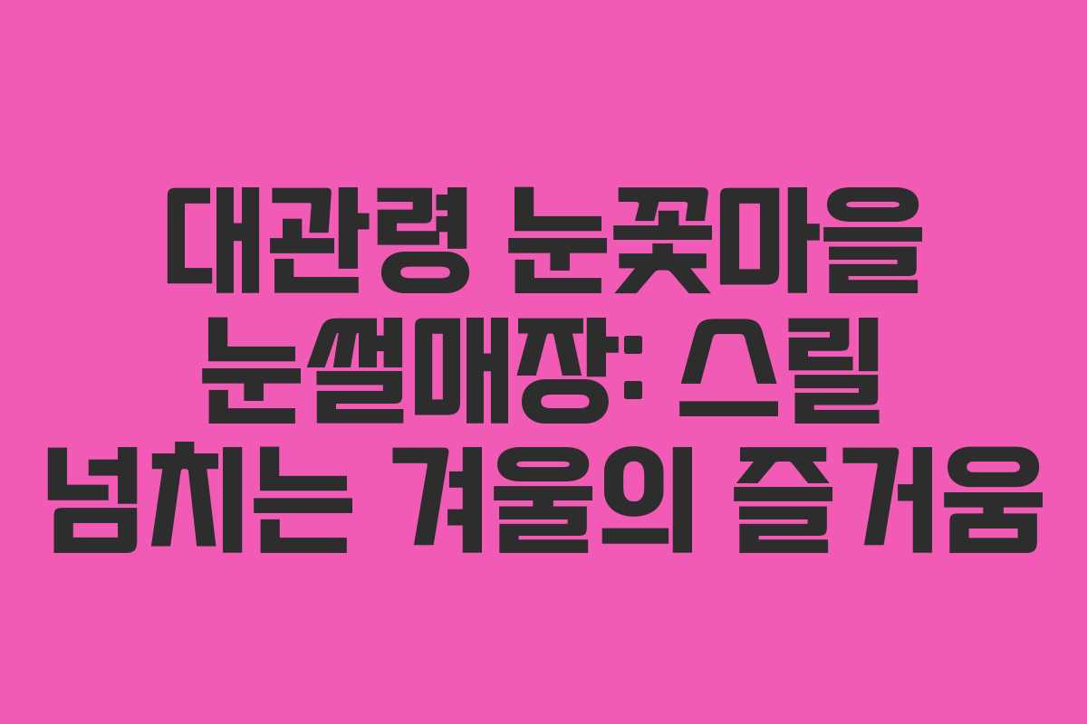 대관령 눈꽃마을 눈썰매장: 스릴 넘치는 겨울의 즐거움