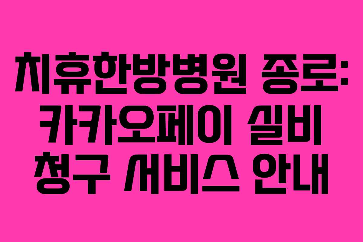 치휴한방병원 종로: 카카오페이 실비 청구 서비스 안내