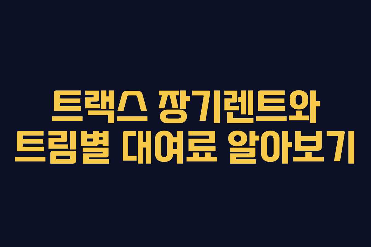 트랙스 장기렌트와 트림별 대여료 알아보기