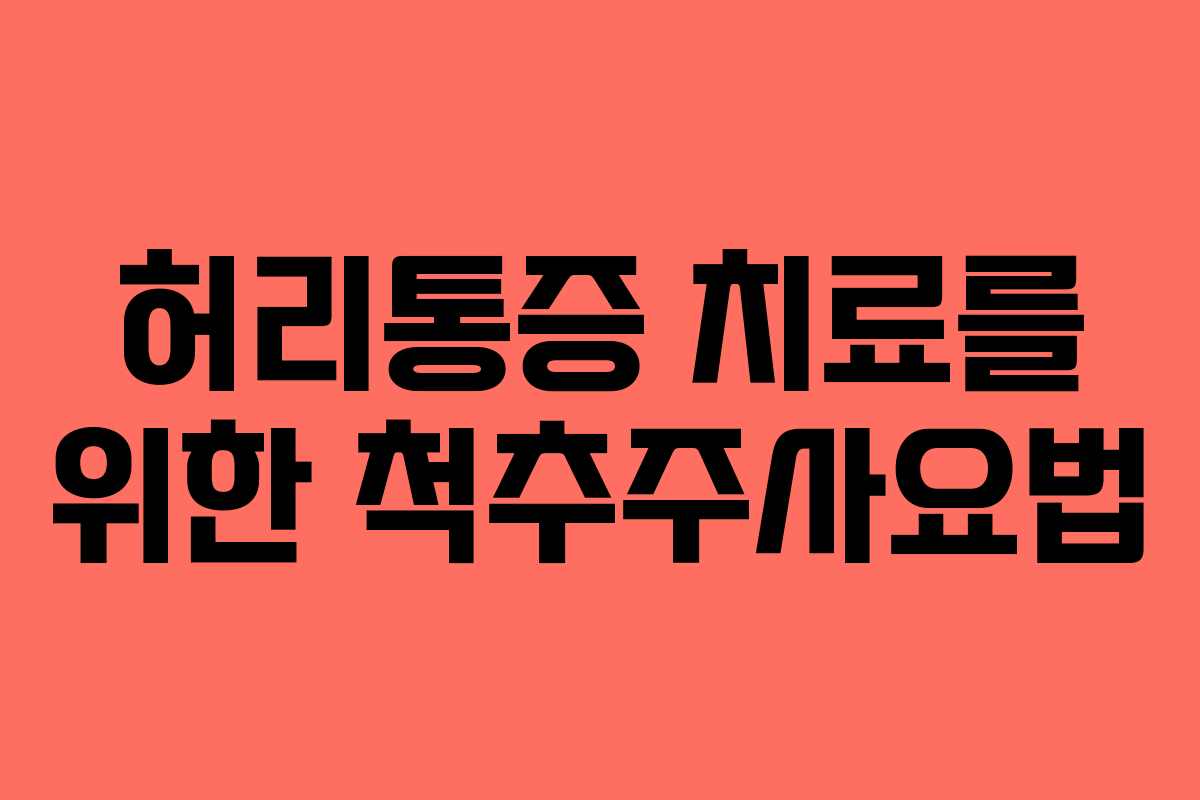허리통증 치료를 위한 척추주사요법