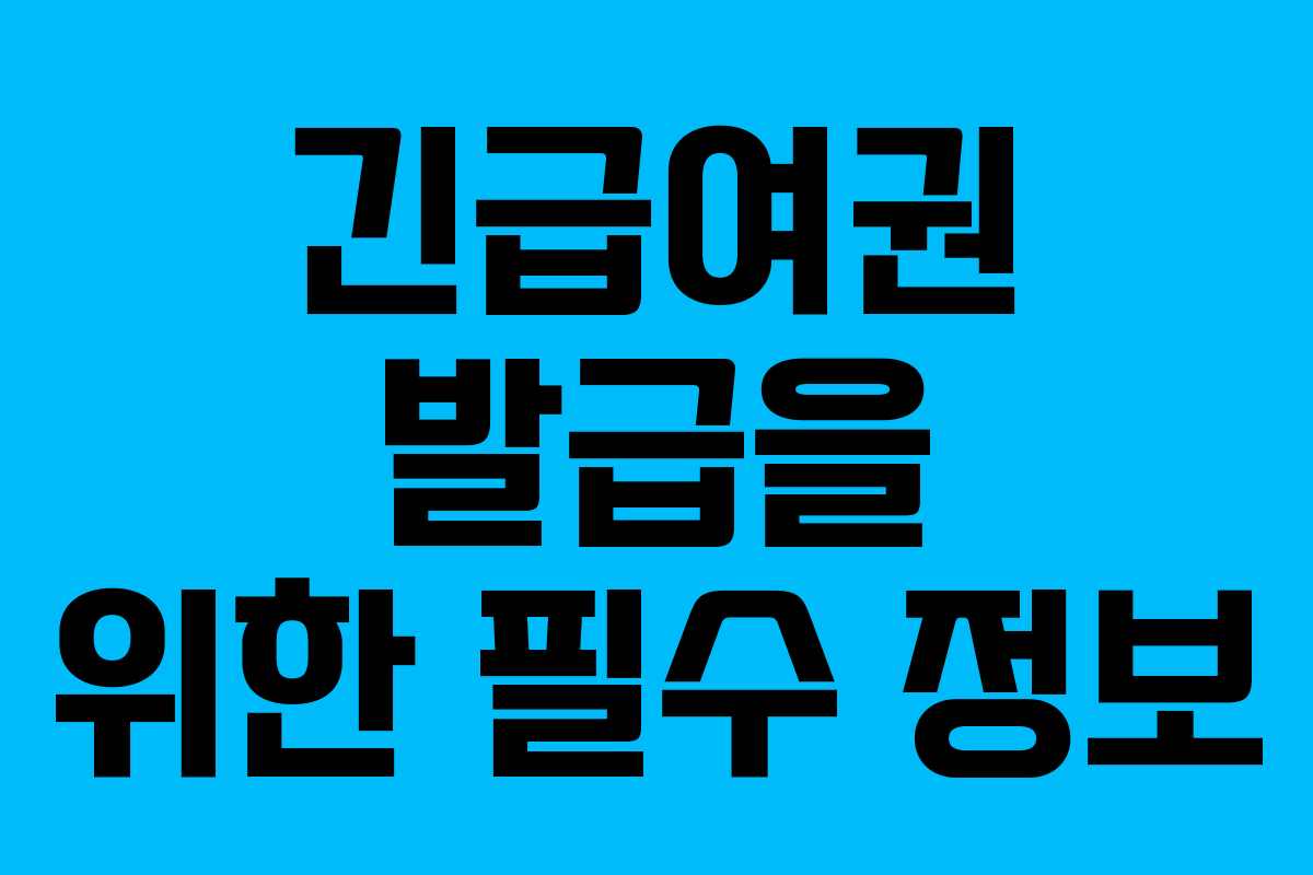 긴급여권 발급을 위한 필수 정보