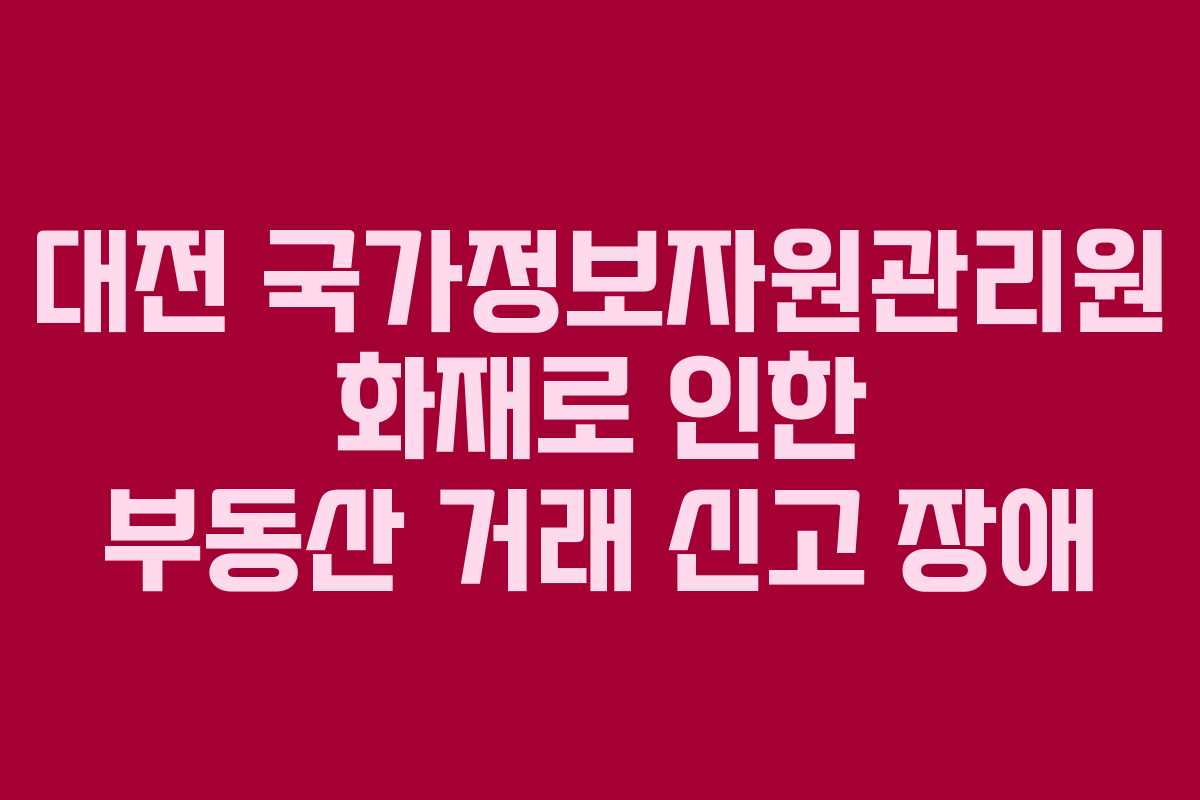 대전 국가정보자원관리원 화재로 인한 부동산 거래 신고 장애