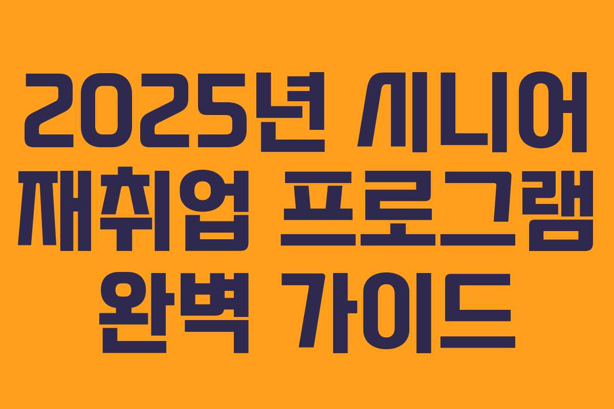 2025년 시니어 재취업 프로그램 완벽 가이드