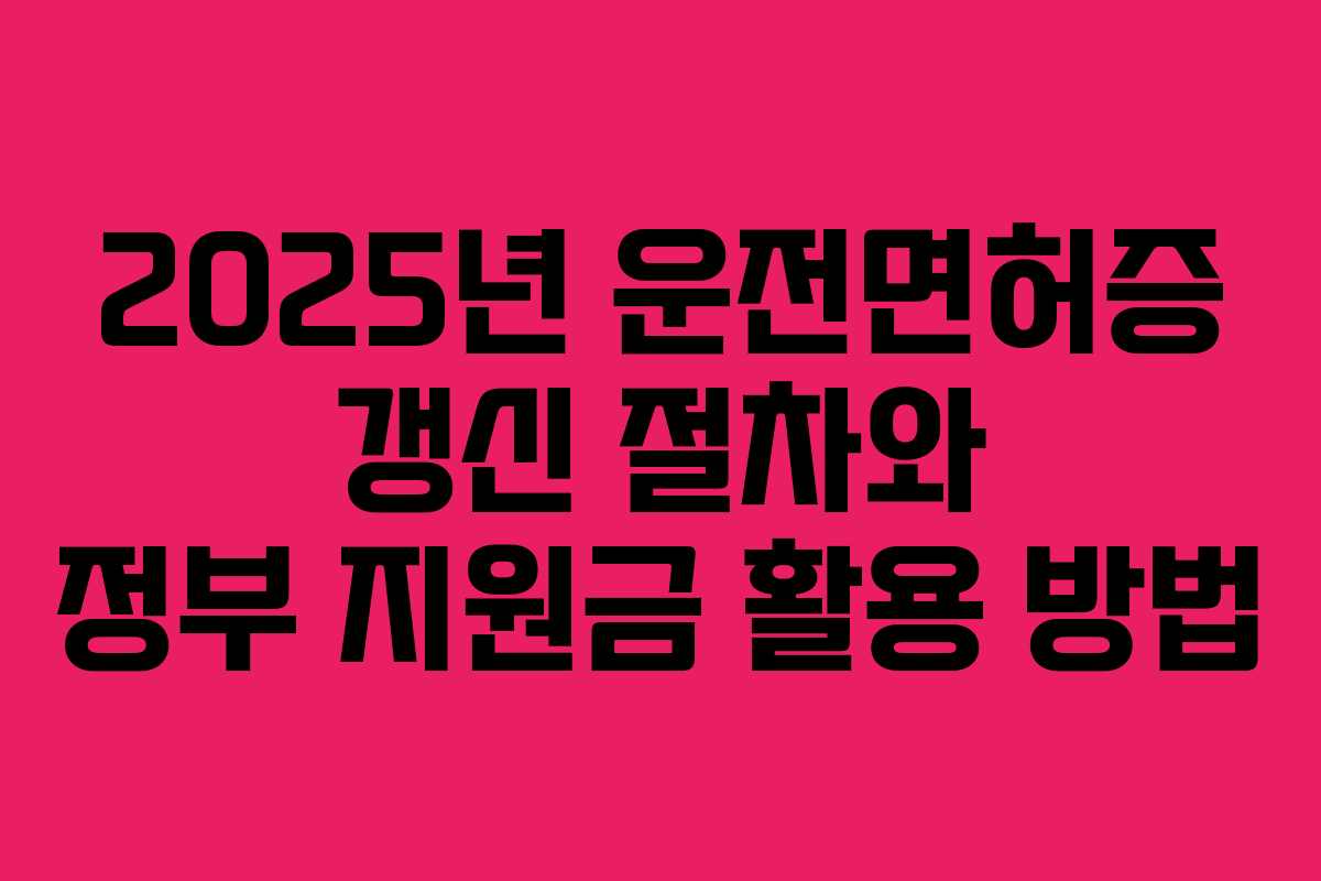 2025년 운전면허증 갱신 절차와 정부 지원금 활용 방법