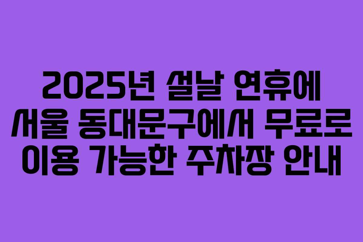 2025년 설날 연휴에 서울 동대문구에서 무료로 이용 가능한 주차장 안내