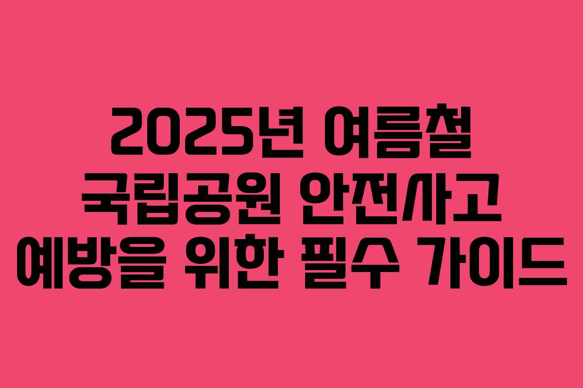 2025년 여름철 국립공원 안전사고 예방을 위한 필수 가이드