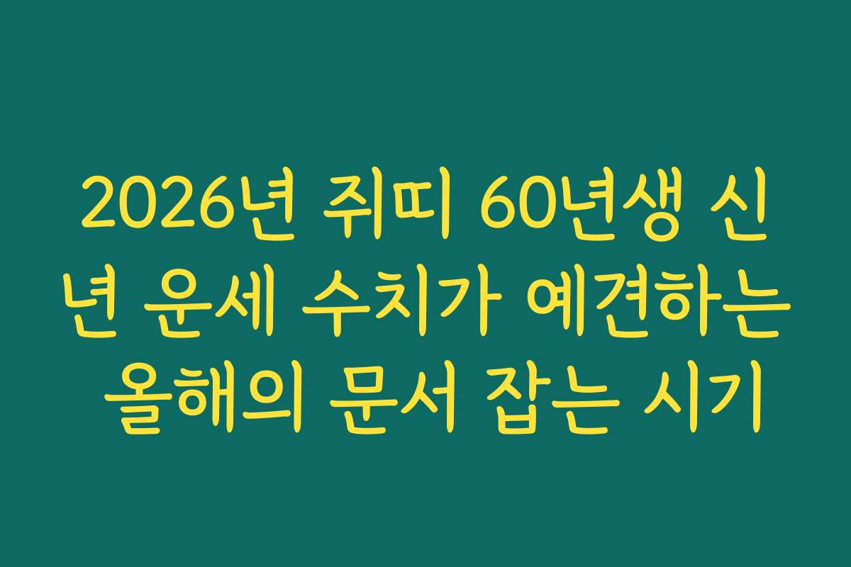 2026년 쥐띠 60년생 신년 운세 수치가 예견하는 올해의 문서 잡는 시기