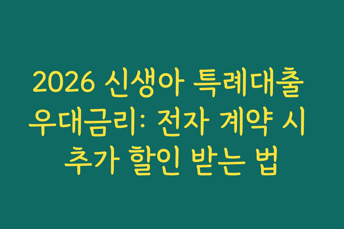 2026 신생아 특례대출 우대금리: 전자 계약 시 추가 할인 받는 법