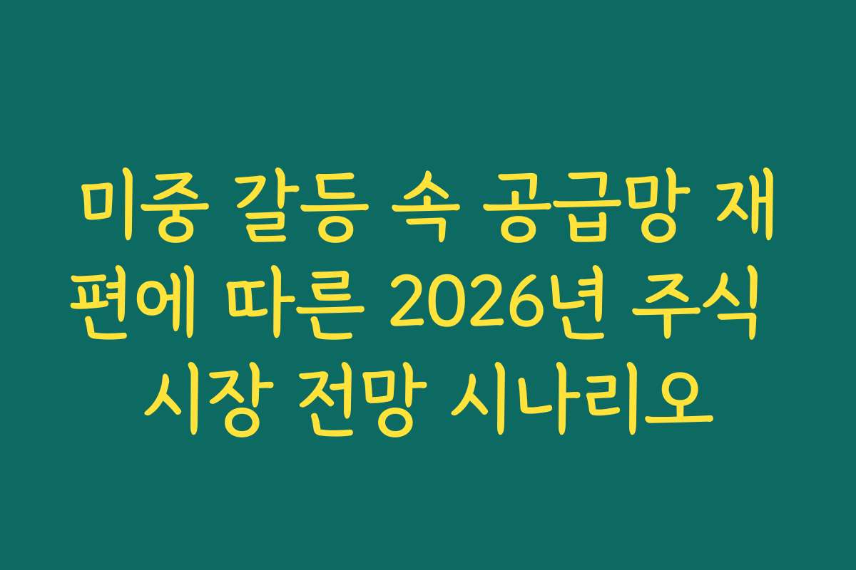 미중 갈등 속 공급망 재편에 따른 2026년 주식 시장 전망 시나리오