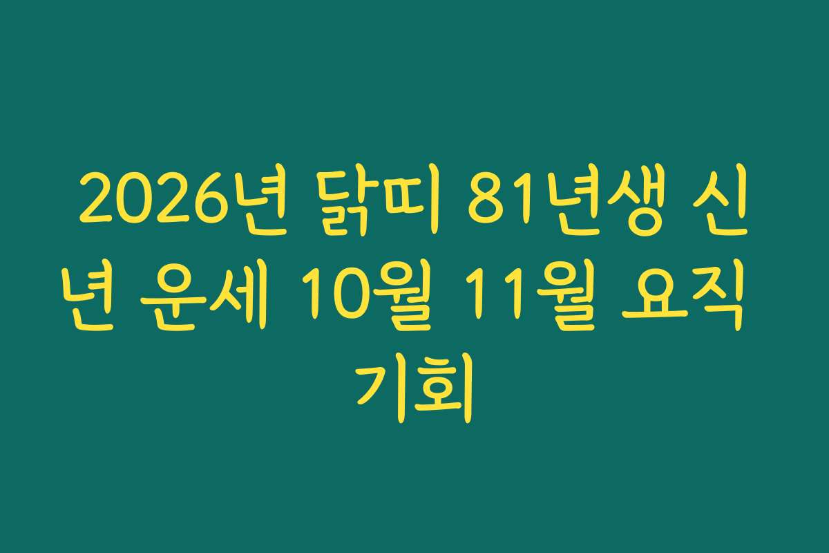2026년 닭띠 81년생 신년 운세 10월 11월 요직 기회