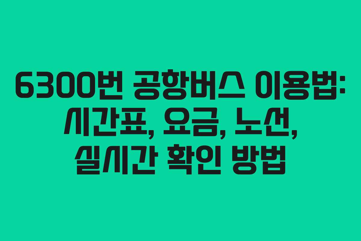6300번 공항버스 이용법: 시간표, 요금, 노선, 실시간 확인 방법