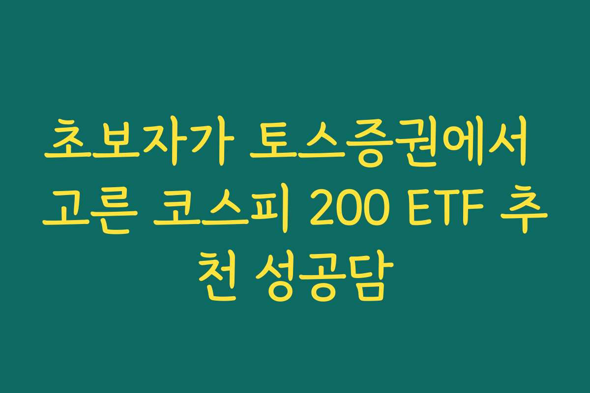 초보자가 토스증권에서 고른 코스피 200 ETF 추천 성공담 초보자가 토스증권에서 고른 코스피 200 ETF 추천 성공담