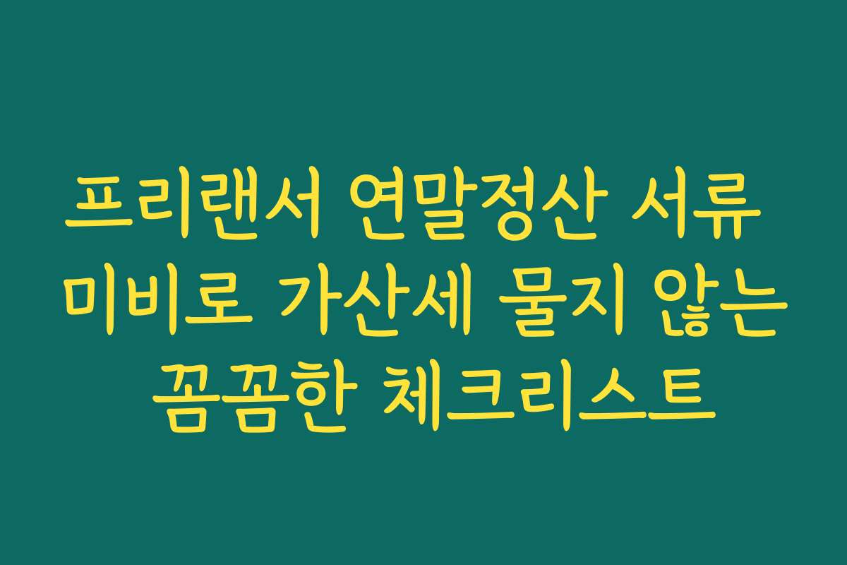 프리랜서 연말정산 서류 미비로 가산세 물지 않는 꼼꼼한 체크리스트