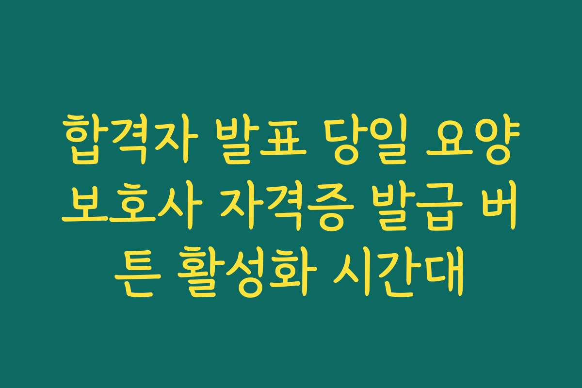 합격자 발표 당일 요양보호사 자격증 발급 버튼 활성화 시간대