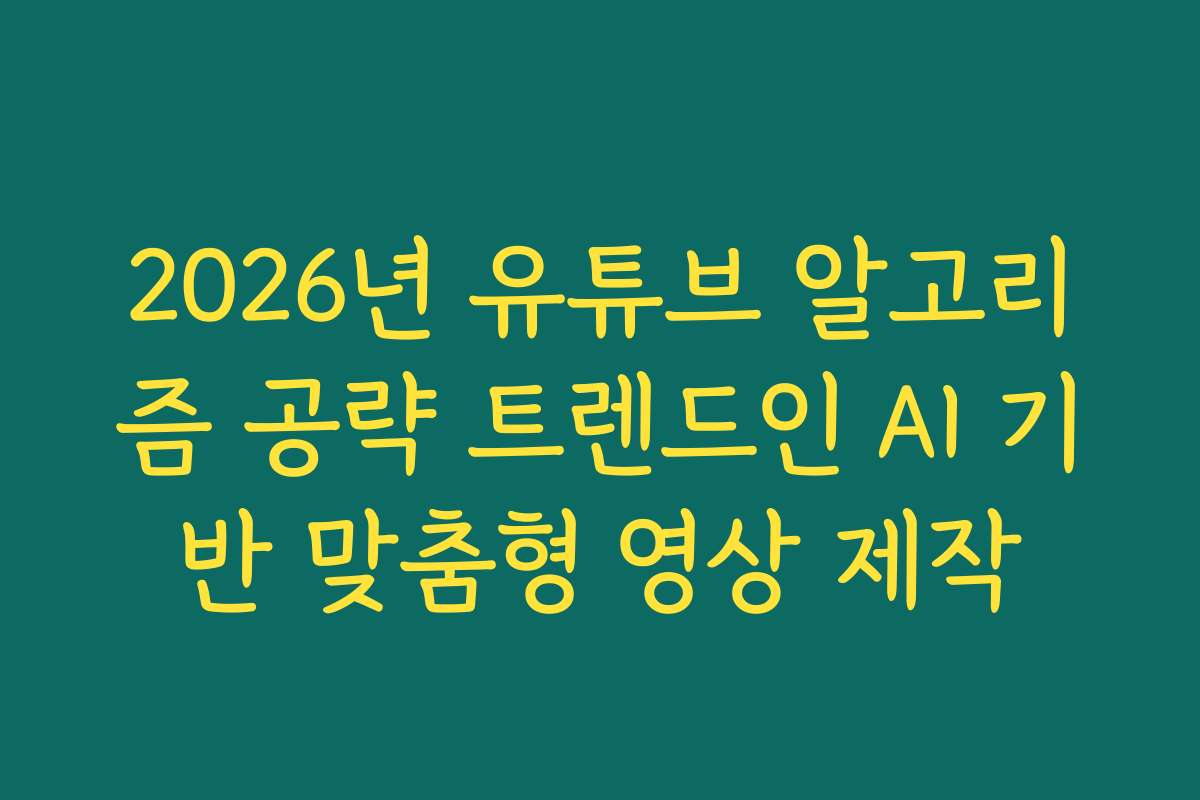 2026년 유튜브 알고리즘 공략 트렌드인 AI 기반 맞춤형 영상 제작