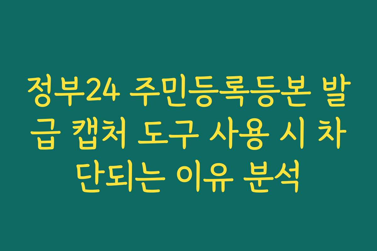 정부24 주민등록등본 발급 캡처 도구 사용 시 차단되는 이유 분석