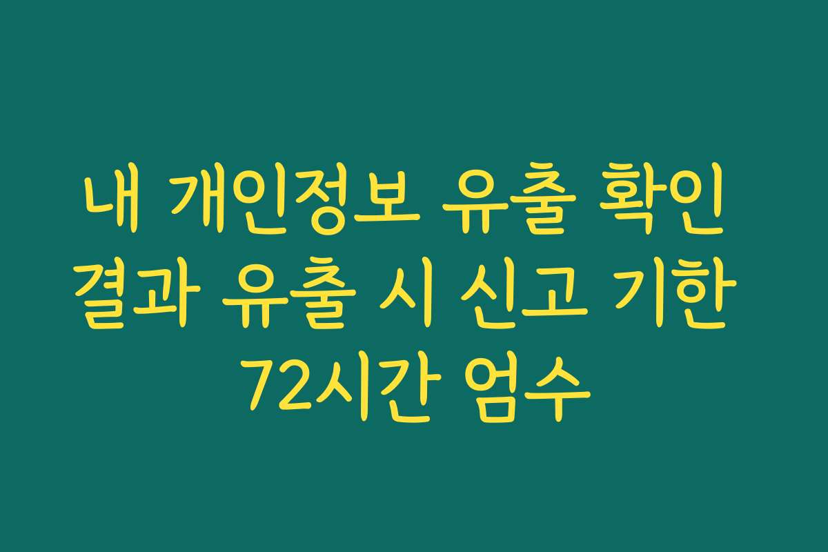 내 개인정보 유출 확인 결과 유출 시 신고 기한 72시간 엄수